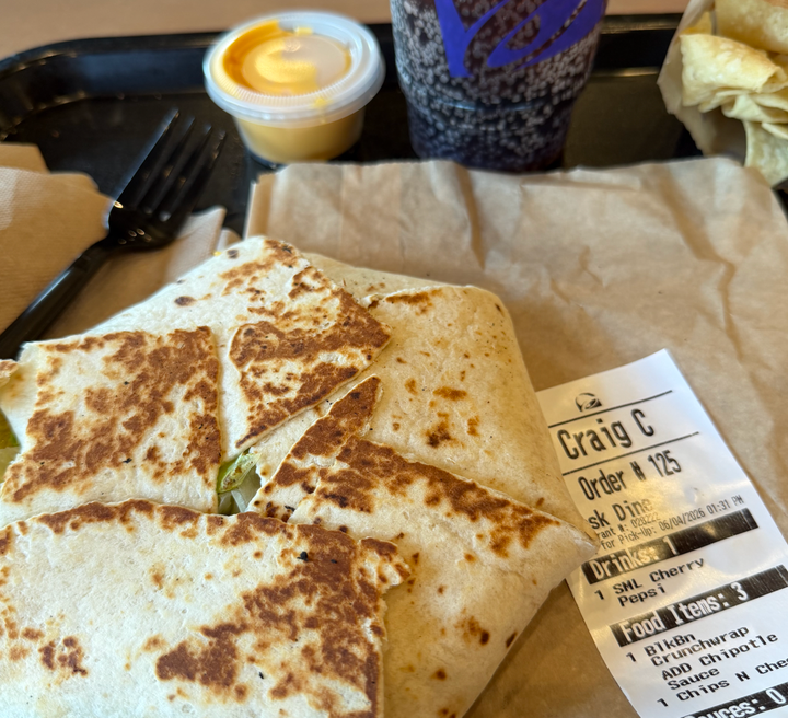 A sad CrunchWrap at Taco Bell