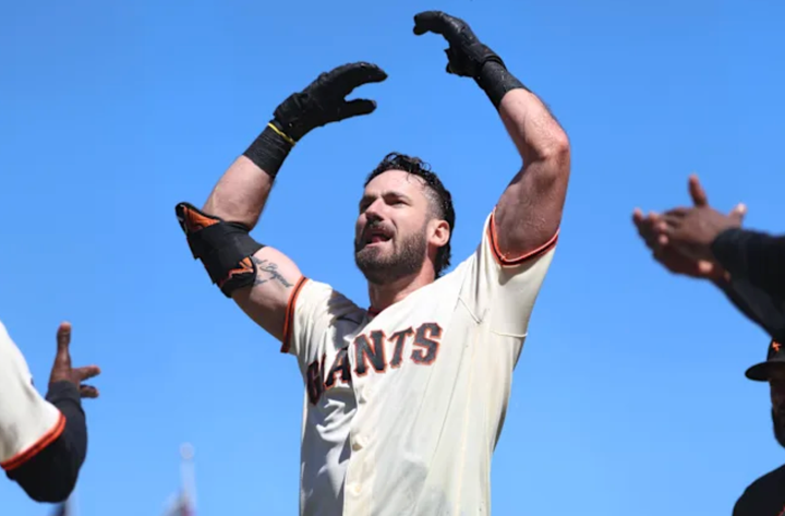 Bryce Eldridge, arms in the air, celebrating his grand slam