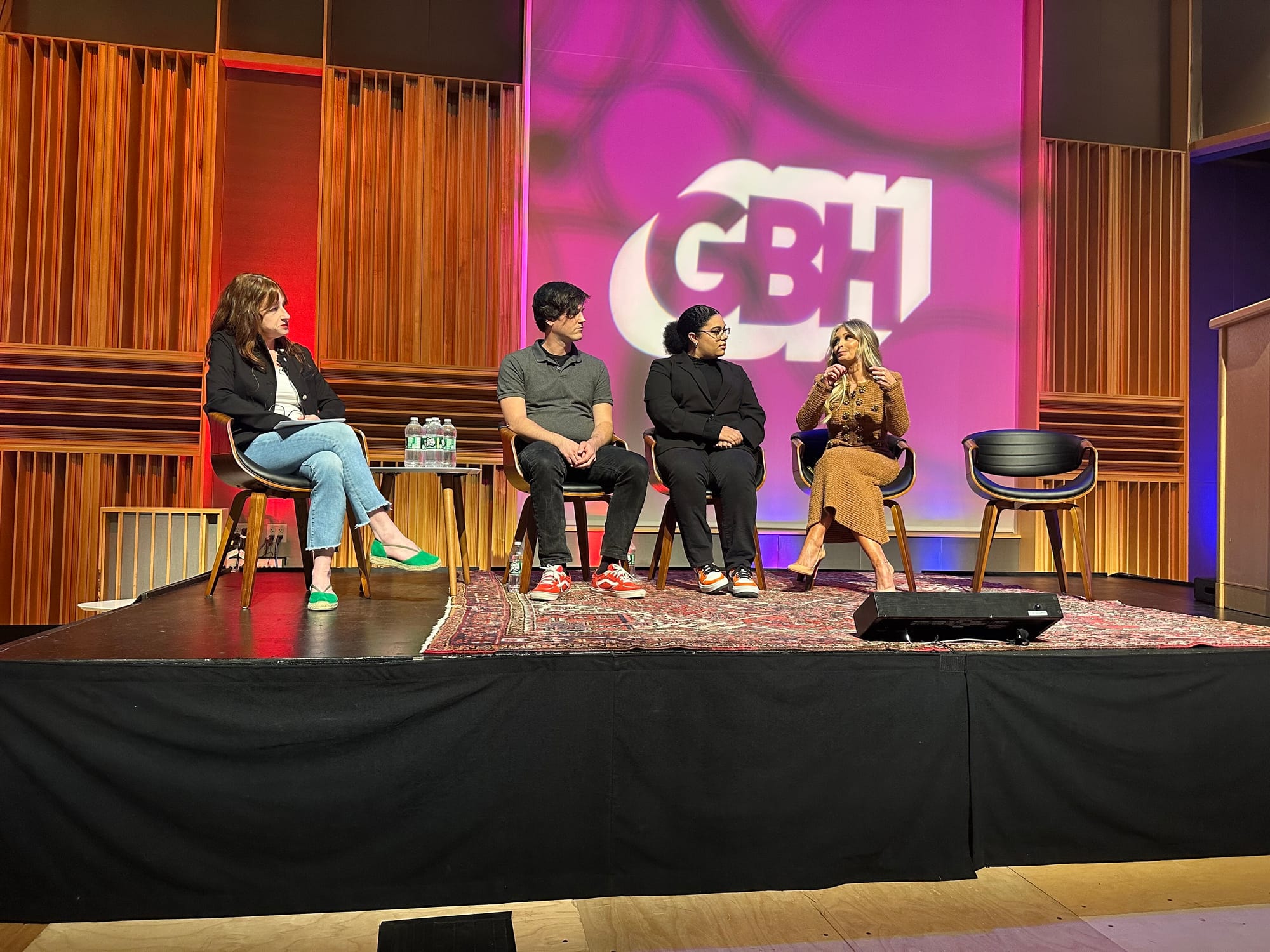 Liza on stage at GBH's Media Summit with Matt Shearer, Carmela Boykin and Lisa Remillard