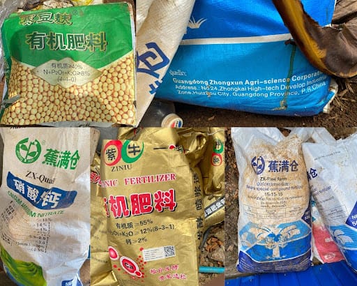 Bags of synthetic fertilizers