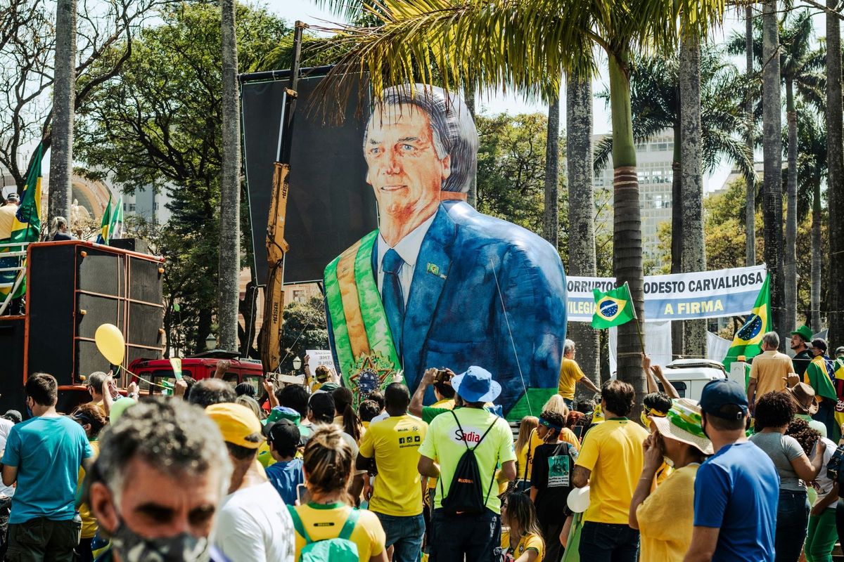 Float of Brazilian ex-president Bolsonaro at a protest