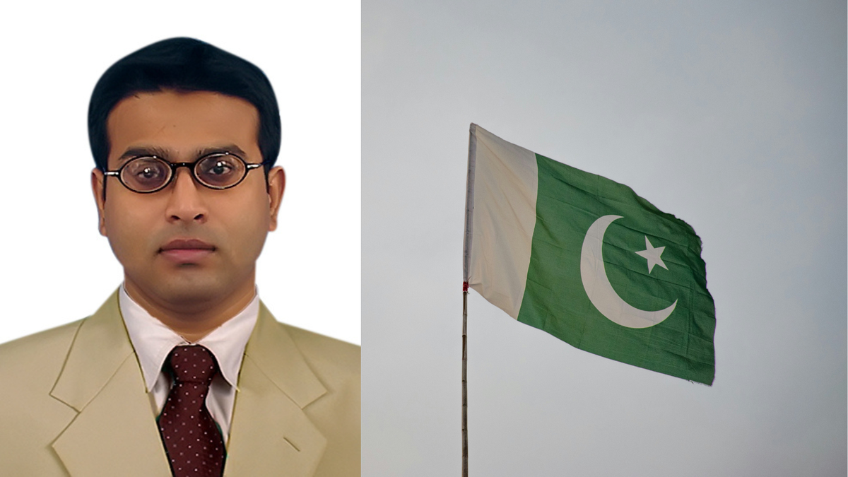 Muhammad Abu Bakar with Pakistan flag