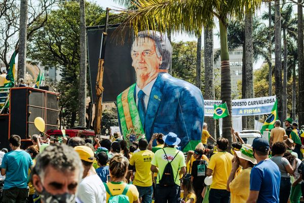 Float of Brazilian ex-president Bolsonaro at a protest