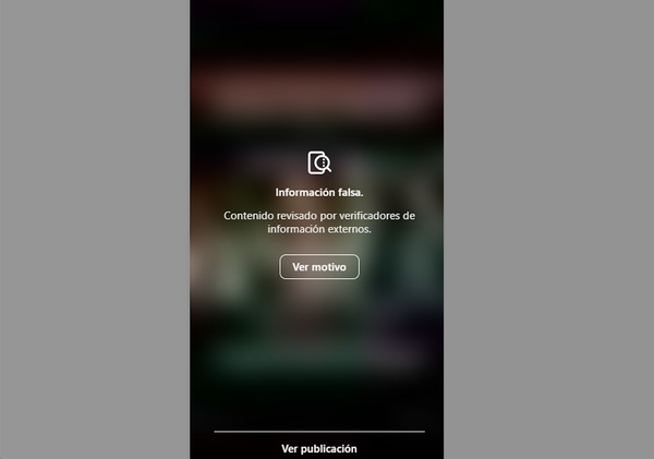 Publicación en Instagram con una etiqueta de información falsa