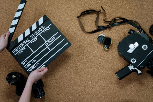 A clapboard and camera