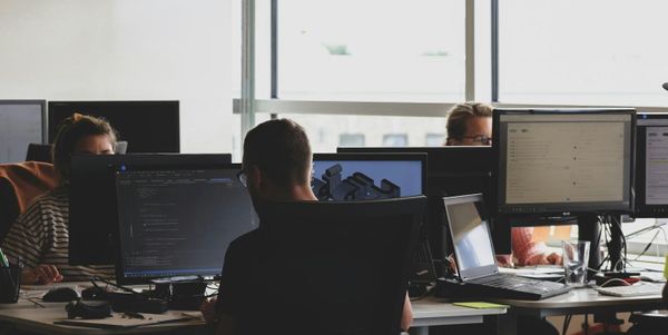 A man working on his computer.