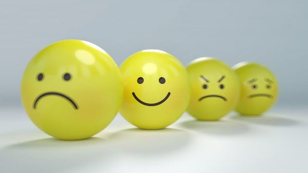 Smiley, sad, angry faces