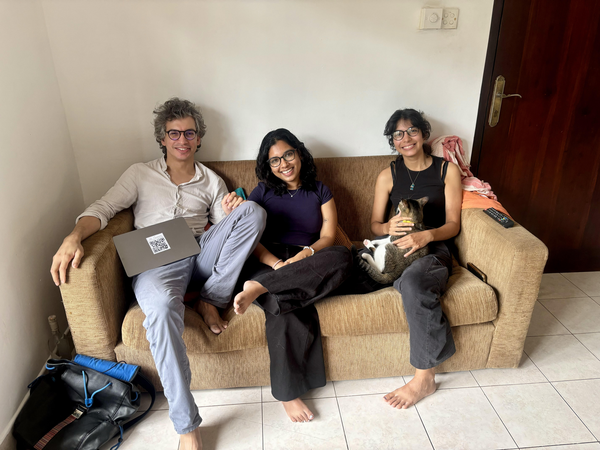 Co-founders sitting on a couch.