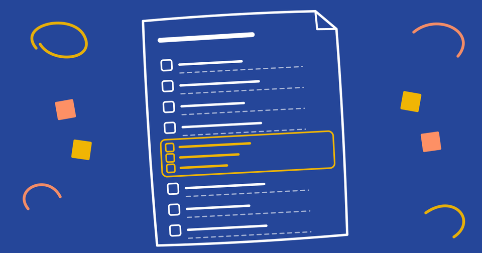 A hand-drawn ballot where most races have a single box and one race, outlined in gold, has several.