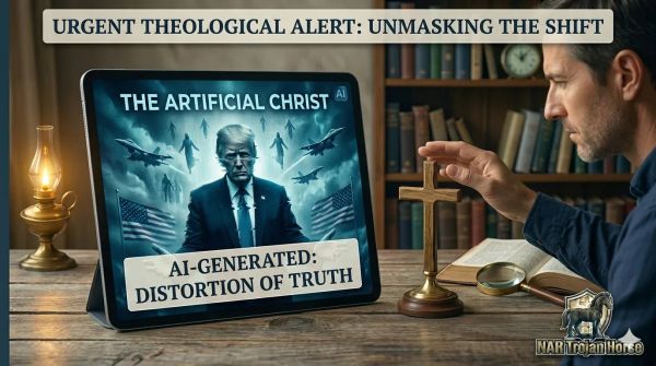 Ai image portraying Donald Trump as a false christ, distorting Biblical Truth and leading Christians astray to the worship of a false god.