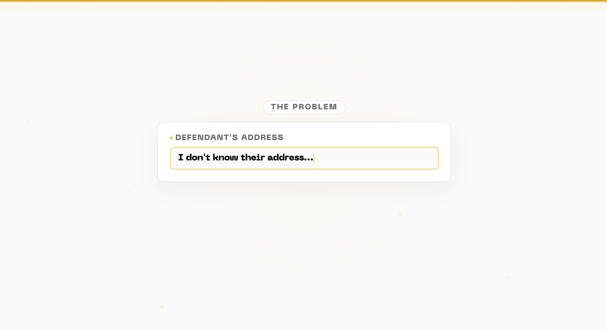 PettyLawsuit defendant address form showing the option to select I do not know their address and use Petty Trace to locate them
