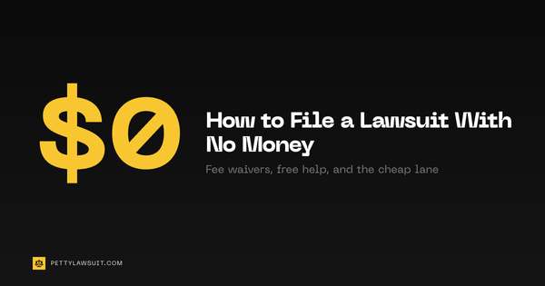 Dollar sign and zero graphic: how to file a lawsuit with no money using fee waivers and small claims court