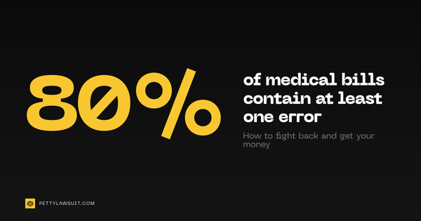 Graphic showing medical billing errors affect up to 80% of hospital bills with tips for patients on how to fight back