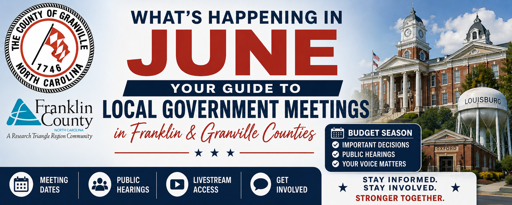What’s Happening in June: Your Guide to Local Government Meetings in Franklin & Granville Counties