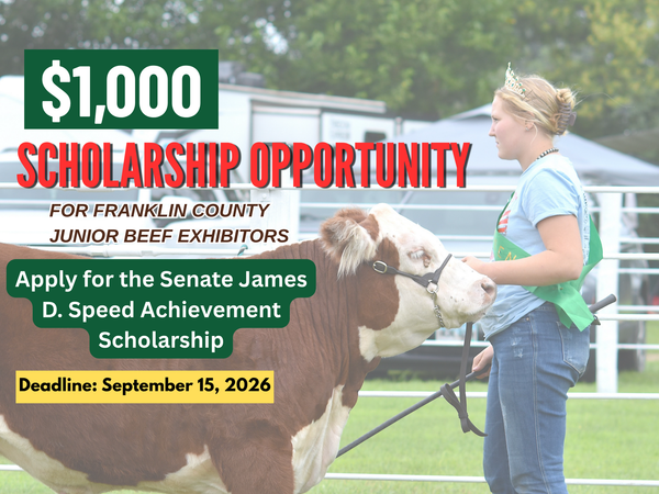 Know a Franklin County Teen Who Loves Agriculture? A $1,000 Scholarship Is Up for Grabs