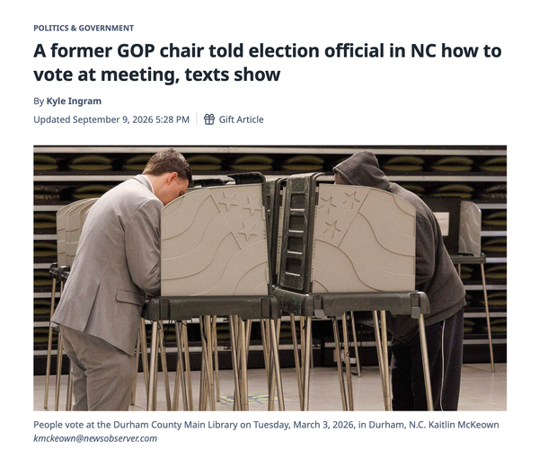 A Granville County GOP Board of Elections Member Bullied Into Toeing the Party Line, Texts Reveal.
