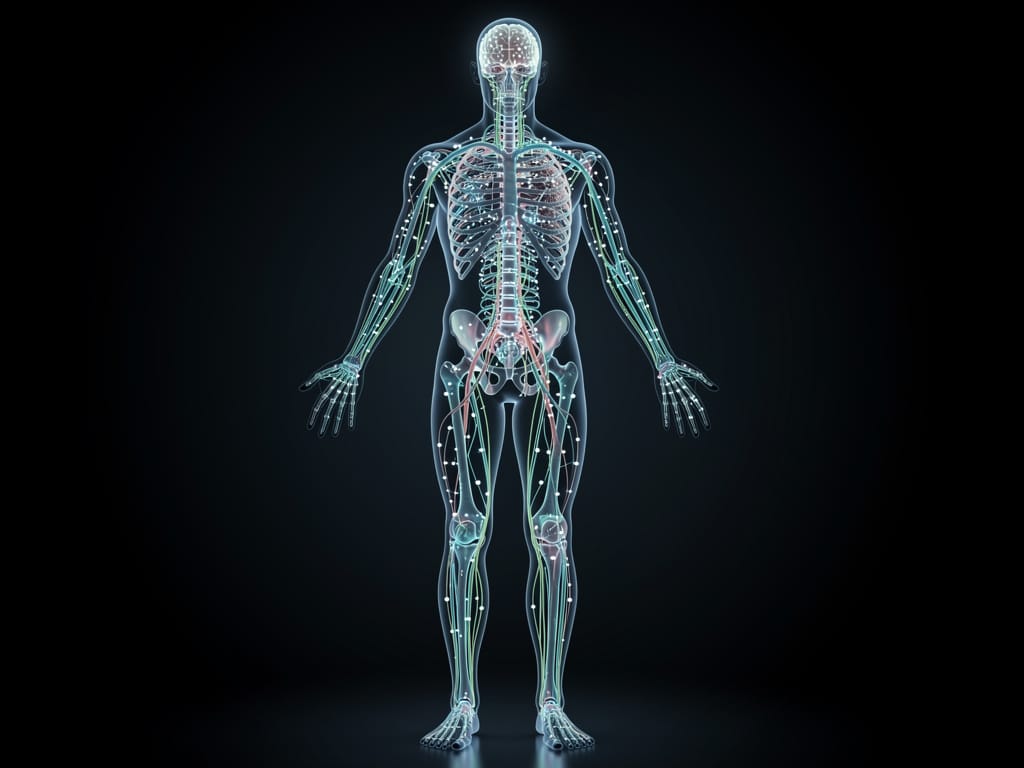 glowing neural network representing the vagus nerve