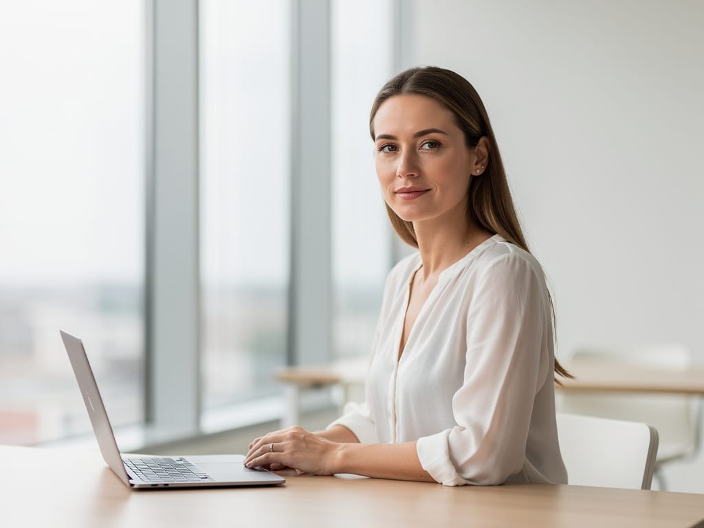 A professional woman demonstrating executive presence and calm authority