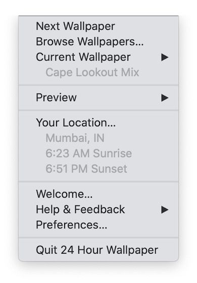 24 Hour Wallpaper Menu Bar App