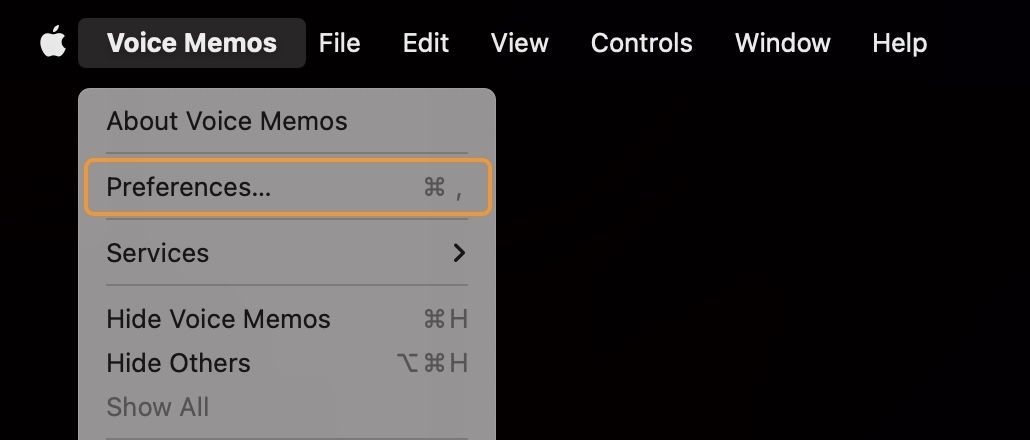 Voice Memos Preferences