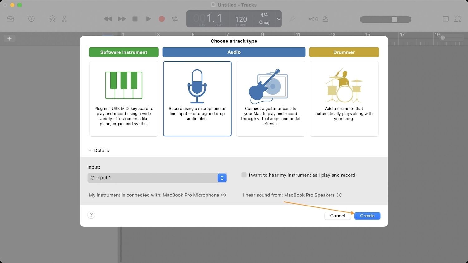 GarageBand recording audio 5