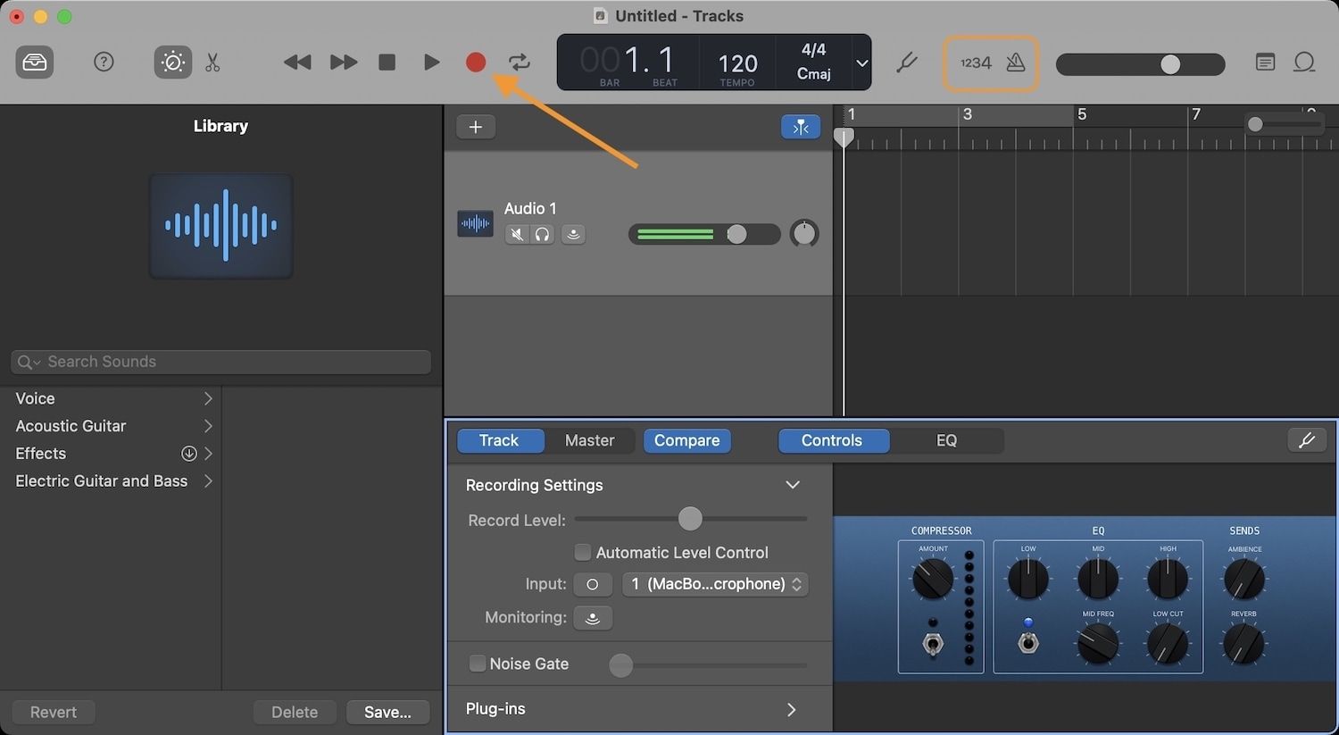 GarageBand recording audio 6