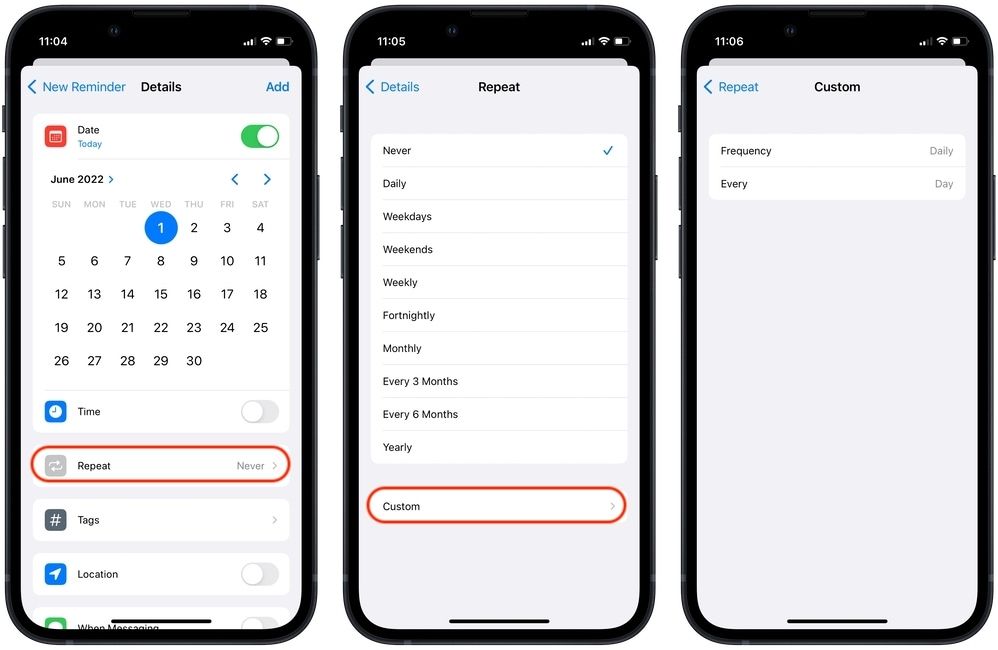 create repeating reminders on iPhone 3