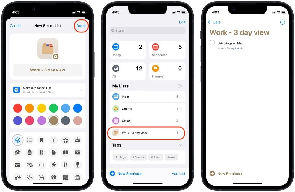  organize reminders using smart lists on iPhone 3