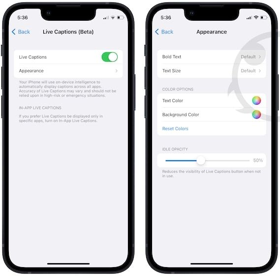 Enable live captions on iPhone 3
