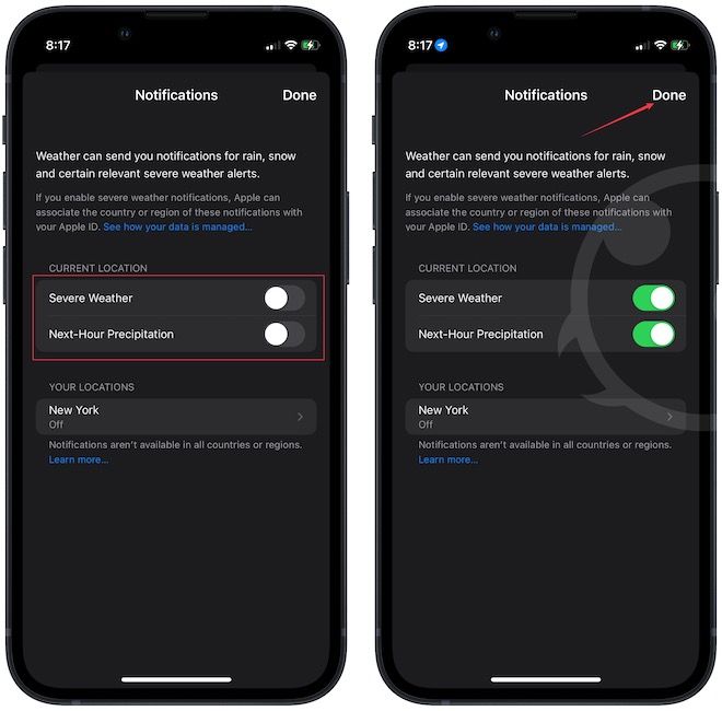 Enable severe weather alerts on iPhone 4