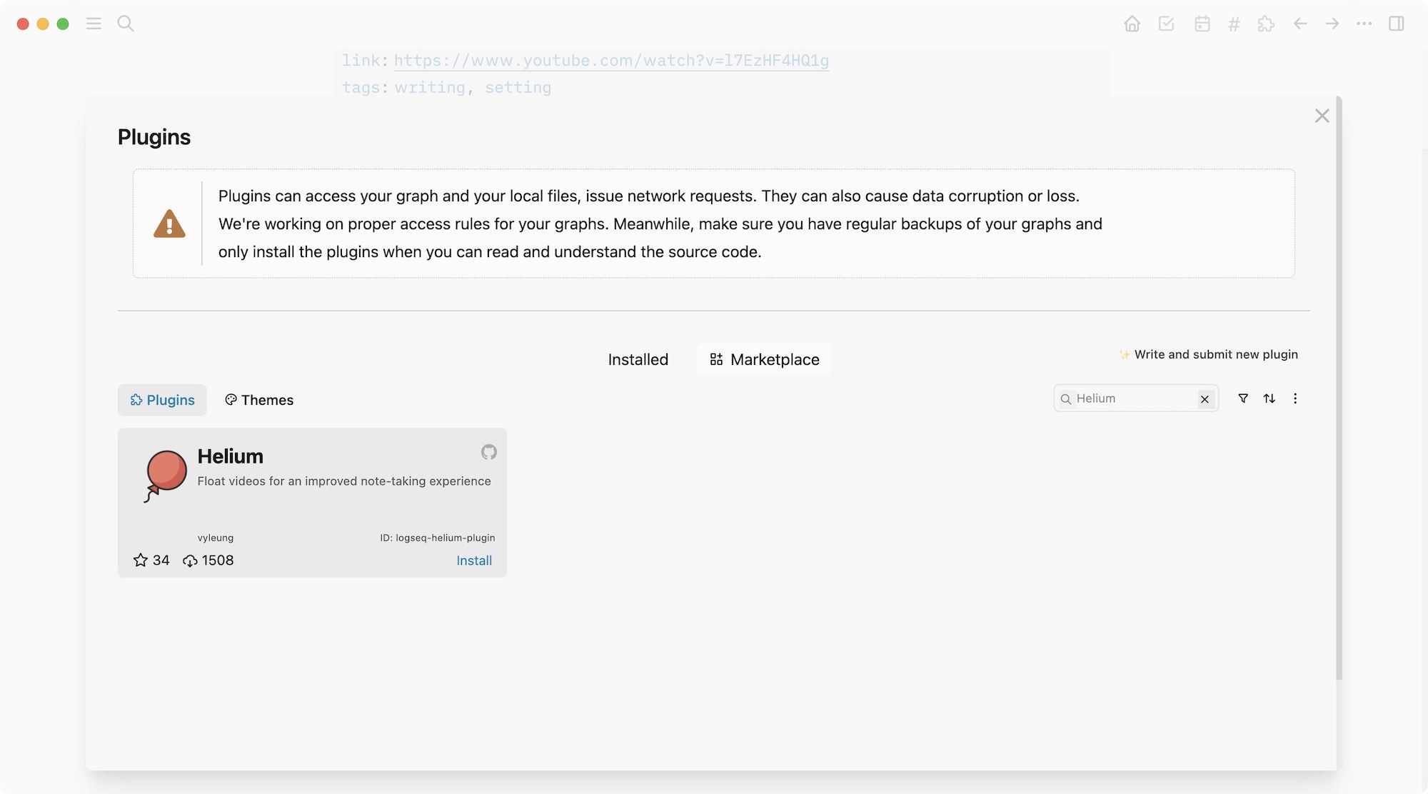 Helium plugin screenshot