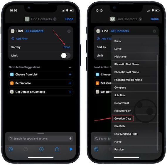 Find recently added contacts on iPhone 3
