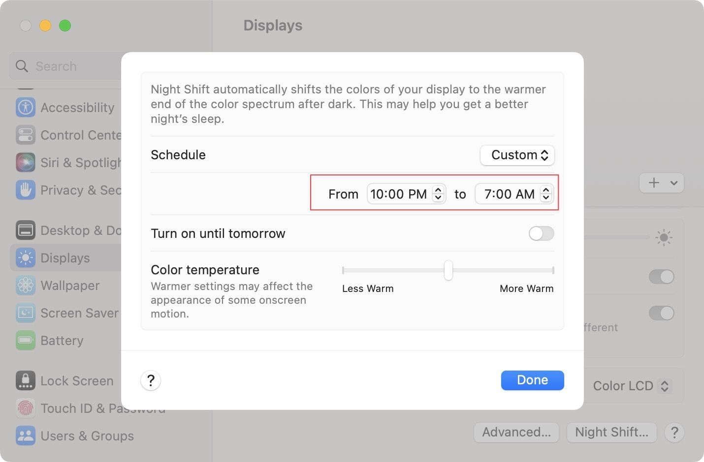 use Night Shift on Mac 6