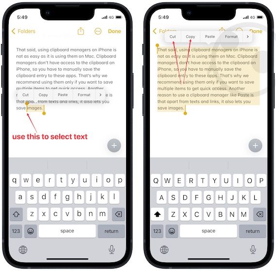 1. Use the Paste function to see your iPhone clipboard 3