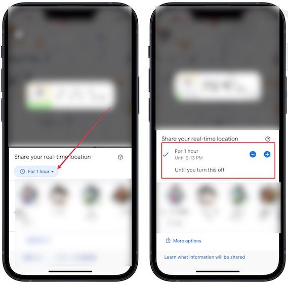 Share real-time location using Google Maps on iPhone 3