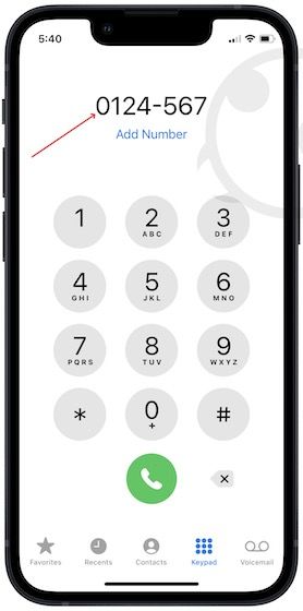 dial an extension on an iPhone 2