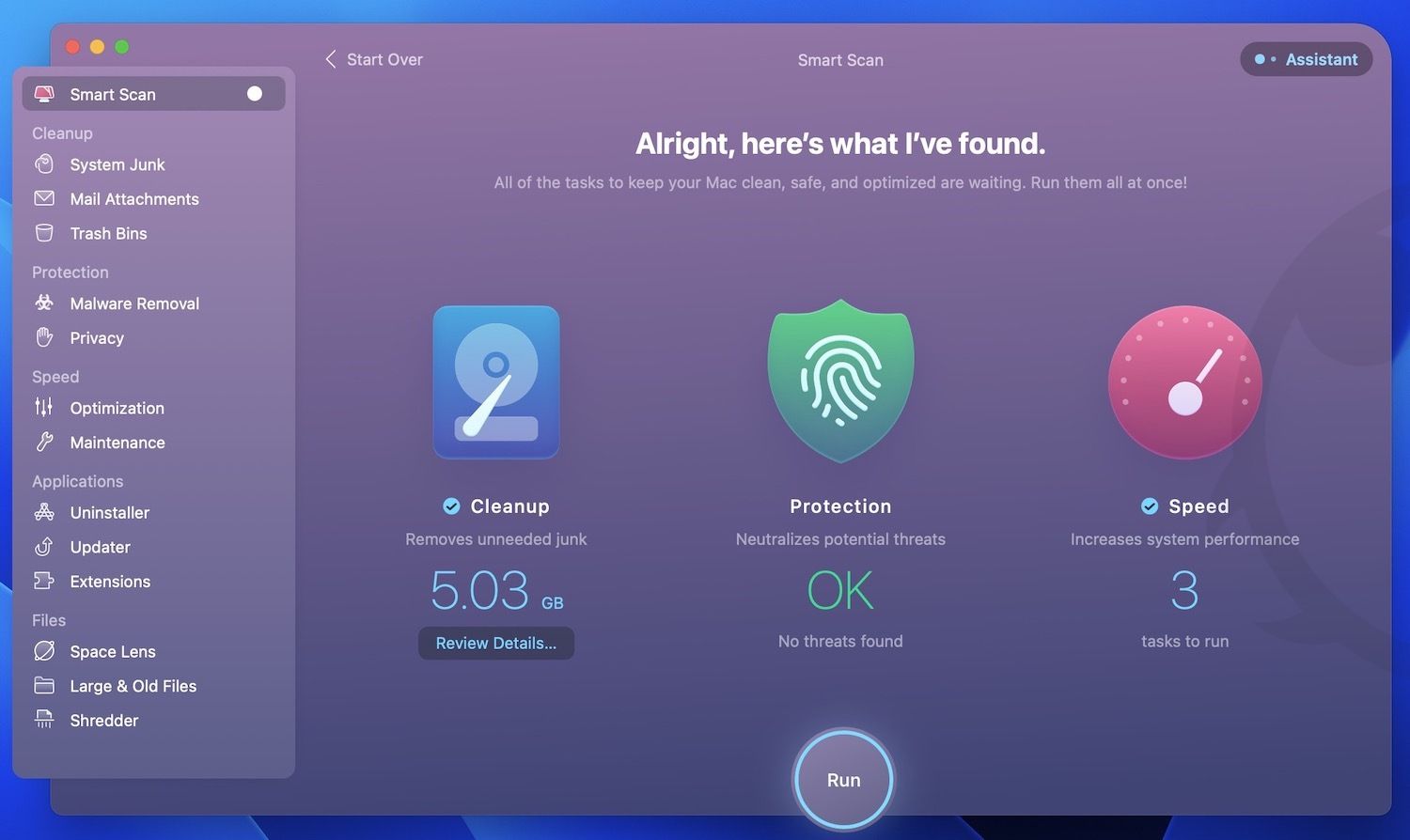CleanMyMac X smart scan feature
