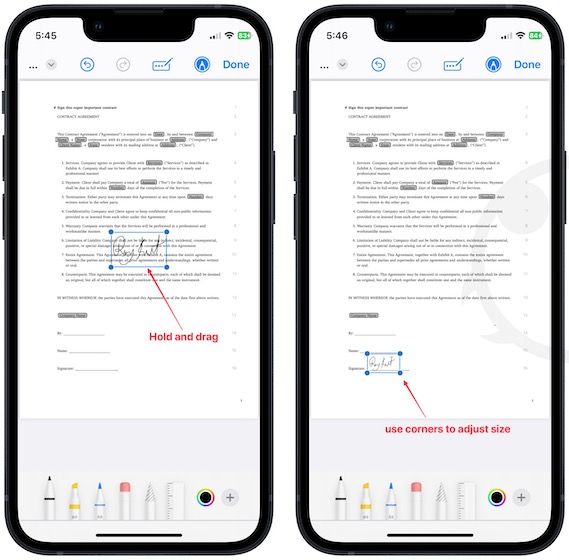 Resizing the signature