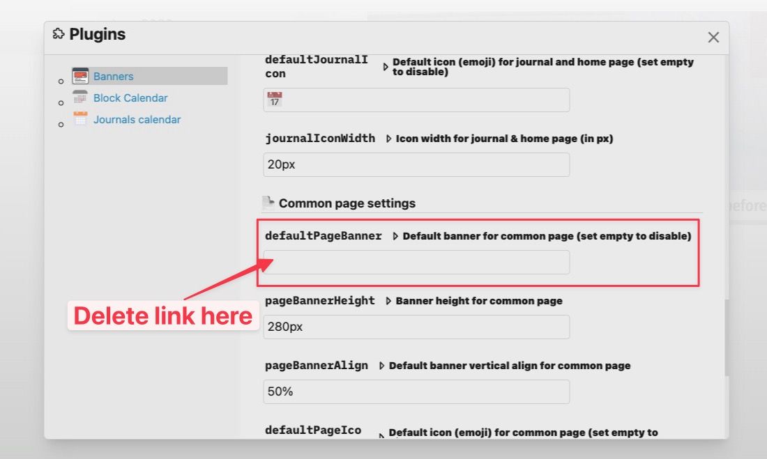 Removing default page banner in logseq