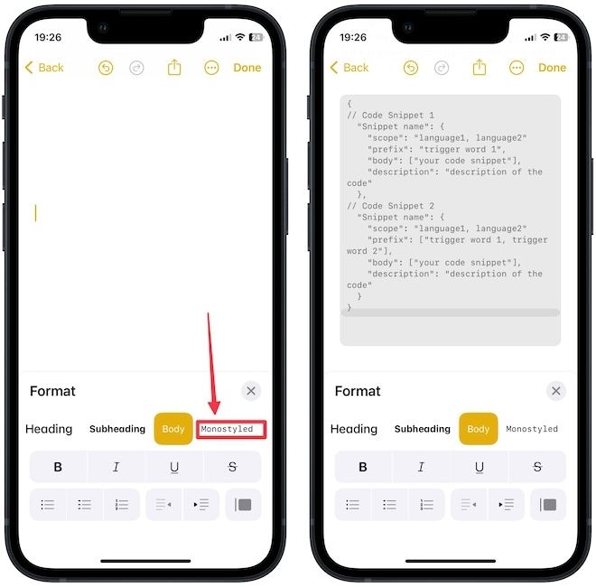 Monostyled text option