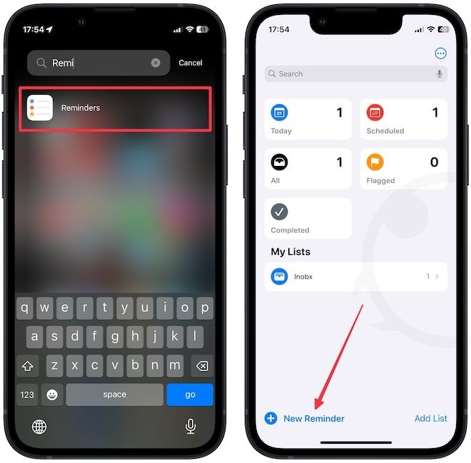 Reminders app on iPhone