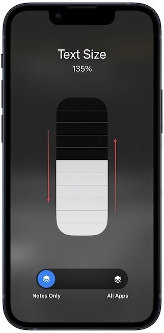Adjusting the text size