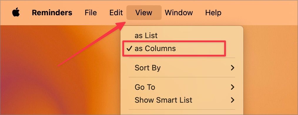 select the&nbsp;as Columns&nbsp;option