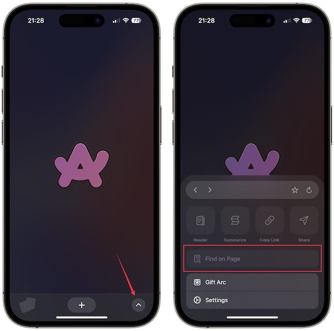 Arc Search Find on Page