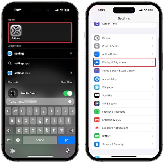 Opening Display & Brightness&nbsp;setting