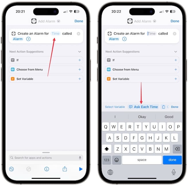Choosing Ask Each Time option