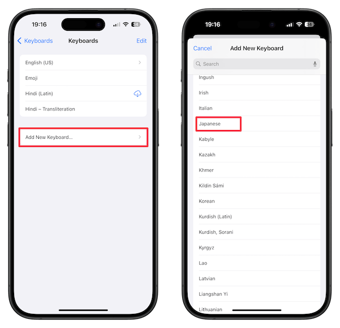 Adding Japanese keyboard