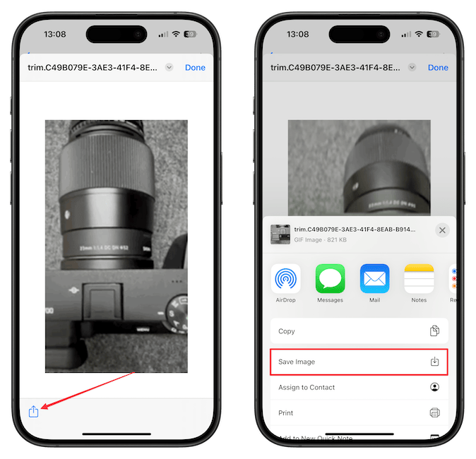 Saving the GIF to photos library