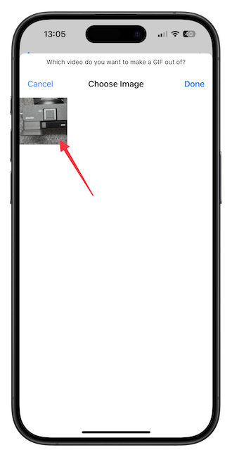Selecting the video I want to convert to GIF