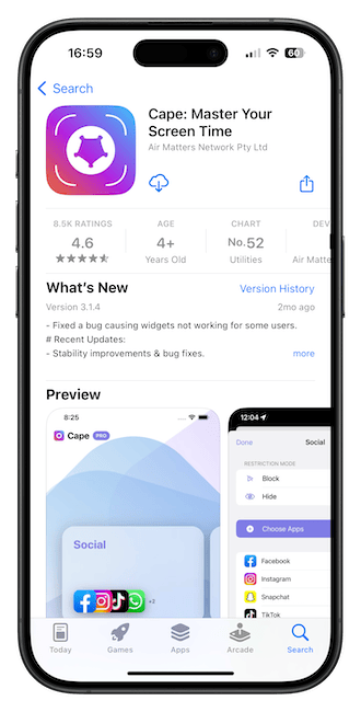 cape app app store listing